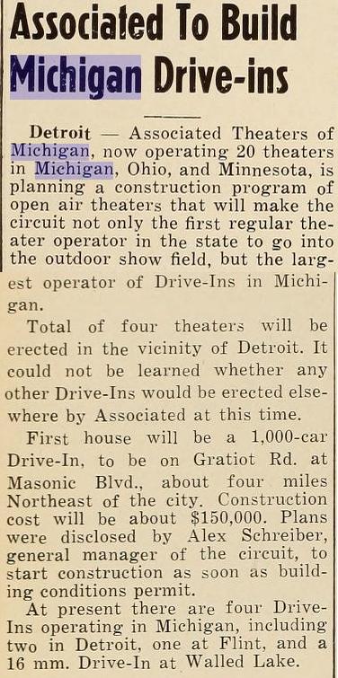 Gratiot Drive-In Theatre - Aug 47 Article From Jim Thompson (newer photo)